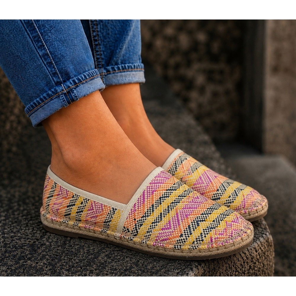 Charter Club Joeey Multi Color Woven Espadrille Flats Slip On Womens Shoes 6.5M